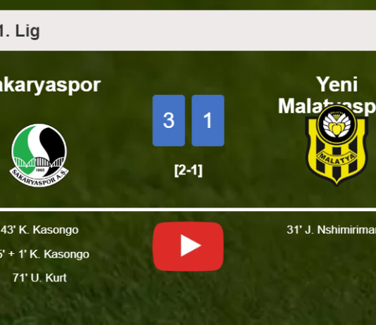 Sakaryaspor beats Yeni Malatyaspor 3-1 after recovering from a 0-1 deficit. HIGHLIGHTS