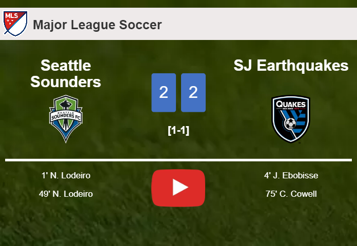 Seattle Sounders and SJ Earthquakes draw 2-2 on Sunday. HIGHLIGHTS