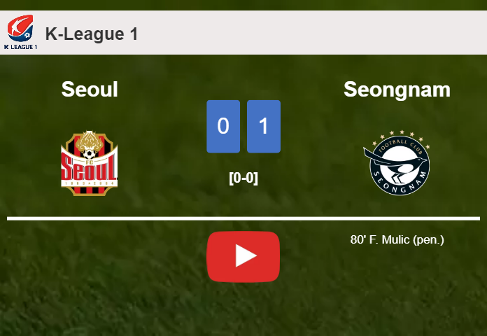 Seongnam prevails over Seoul 1-0 with a goal scored by F. Mulic. HIGHLIGHTS