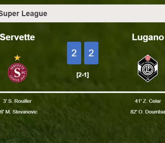 Lugano manages to draw 2-2 with Servette after recovering a 0-2 deficit