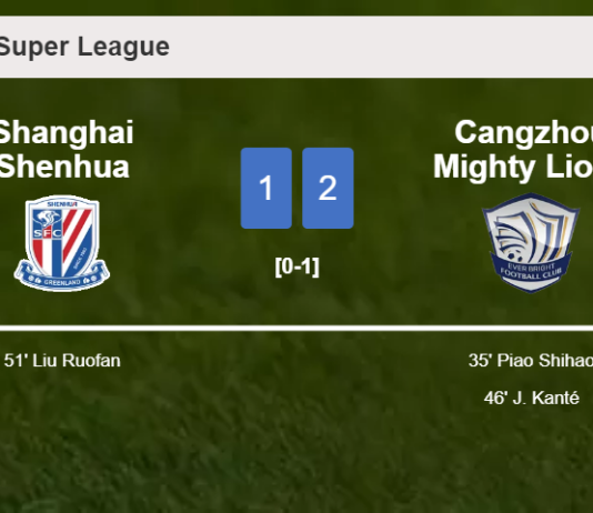 Cangzhou Mighty Lions overcomes Shanghai Shenhua 2-1