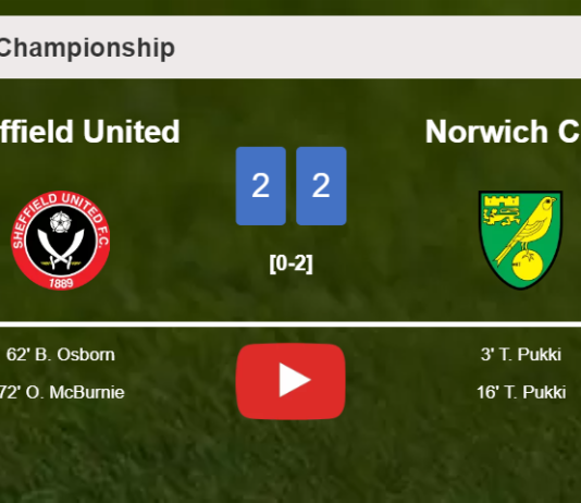 Sheffield United manages to draw 2-2 with Norwich City after recovering a 0-2 deficit. HIGHLIGHTS