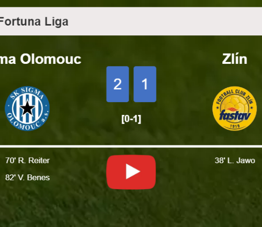 Sigma Olomouc recovers a 0-1 deficit to prevail over Zlín 2-1. HIGHLIGHTS