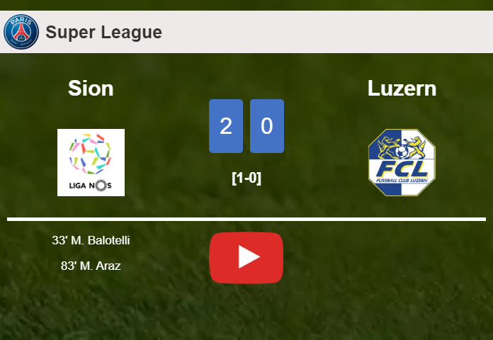 Sion prevails over Luzern 2-0 on Saturday. HIGHLIGHTS