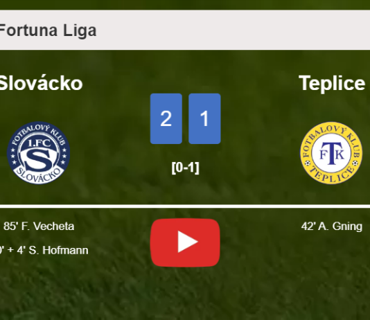 Slovácko recovers a 0-1 deficit to best Teplice 2-1. HIGHLIGHTS