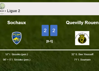 Sochaux and Quevilly Rouen draw 2-2 on Saturday