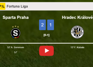 Sparta Praha recovers a 0-1 deficit to conquer Hradec Králové 2-1. HIGHLIGHTS