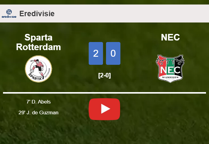 Sparta Rotterdam conquers NEC 2-0 on Sunday. HIGHLIGHTS