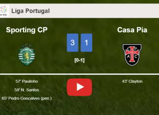Sporting CP prevails over Casa Pia 3-1 after recovering from a 0-1 deficit. HIGHLIGHTS