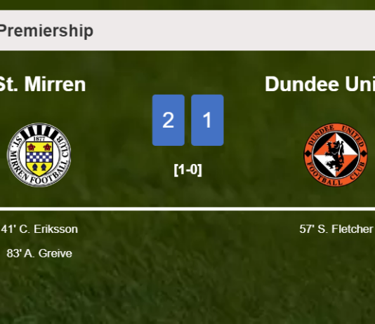 St. Mirren overcomes Dundee United 2-1