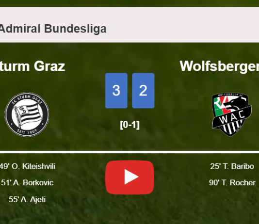 Sturm Graz conquers Wolfsberger AC 3-2. HIGHLIGHTS