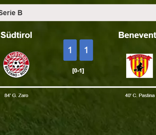 Südtirol and Benevento draw 1-1 on Sunday