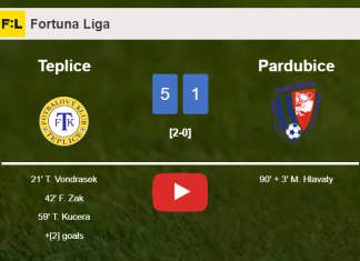 Teplice wipes out Pardubice 5-1 with a superb performance. HIGHLIGHTS