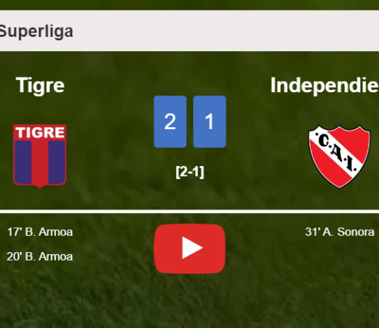 Tigre prevails over Independiente 2-1 with B. Armoa scoring a double. HIGHLIGHTS