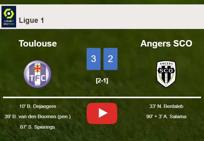 Toulouse conquers Angers SCO 3-2. HIGHLIGHTS