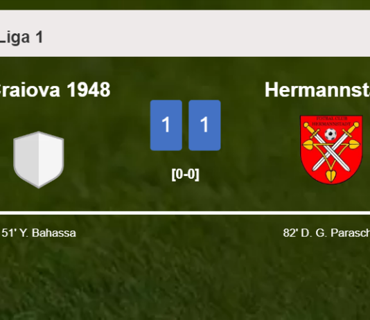 U Craiova 1948 and Hermannstadt draw 1-1 on Saturday