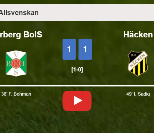 Varberg BoIS and Häcken draw 1-1 on Sunday. HIGHLIGHTS