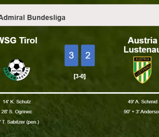WSG Tirol prevails over Austria Lustenau 3-2