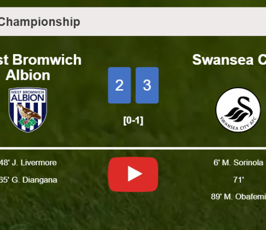 Swansea City prevails over West Bromwich Albion after recovering from a 2-1 deficit. HIGHLIGHTS