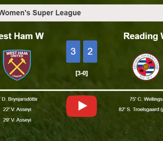 West Ham overcomes Reading 3-2. HIGHLIGHTS