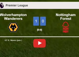 Wolverhampton Wanderers conquers Nottingham Forest 1-0 with a goal scored by R. Neves. HIGHLIGHTS