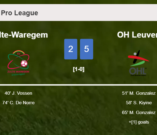 OH Leuven prevails over Zulte-Waregem 5-2 with 3 goals from M. Gonzalez