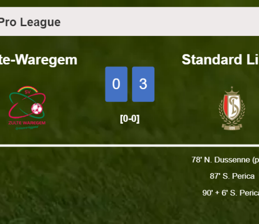 Standard Liège tops Zulte-Waregem 3-0