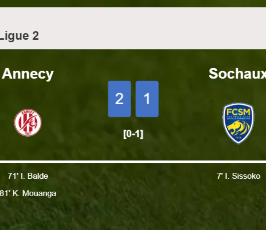 Annecy recovers a 0-1 deficit to prevail over Sochaux 2-1