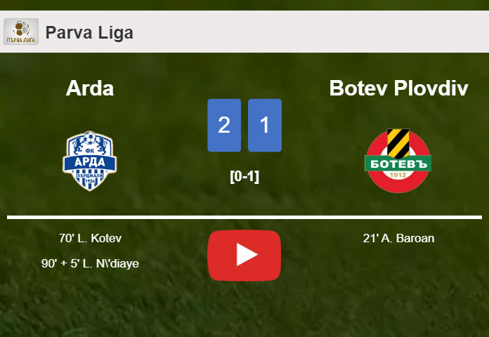 Arda recovers a 0-1 deficit to beat Botev Plovdiv 2-1. HIGHLIGHTS