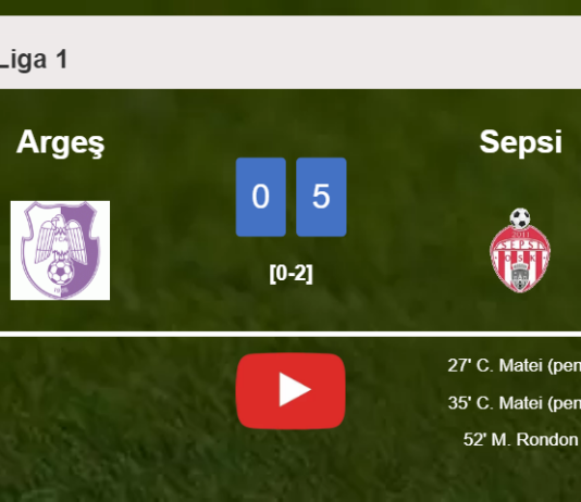 Sepsi beats Argeş 5-0 after playing a incredible match. HIGHLIGHTS