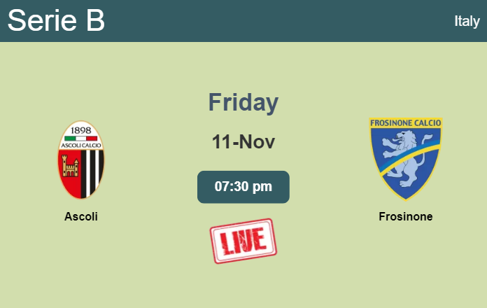 How to watch Ascoli vs. Frosinone on live stream and at what time