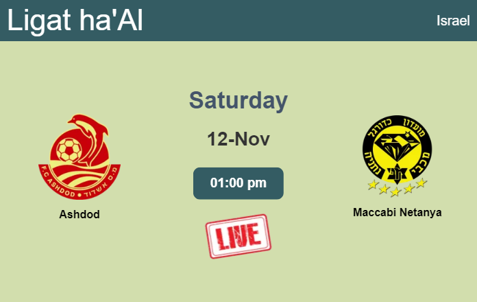How to watch Ashdod vs. Maccabi Netanya on live stream and at what time