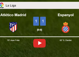 Atlético Madrid and Espanyol draw 1-1 on Sunday. HIGHLIGHTS