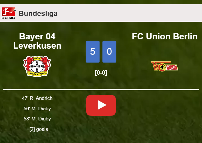 Bayer 04 Leverkusen destroys FC Union Berlin 5-0 showing huge dominance. HIGHLIGHTS