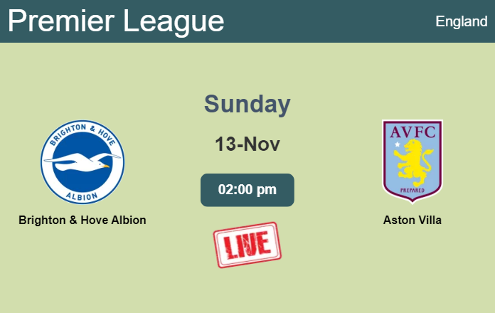 How to watch Brighton & Hove Albion vs. Aston Villa on live stream and at what time