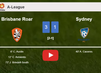 Brisbane Roar defeats Sydney 3-1. HIGHLIGHTS
