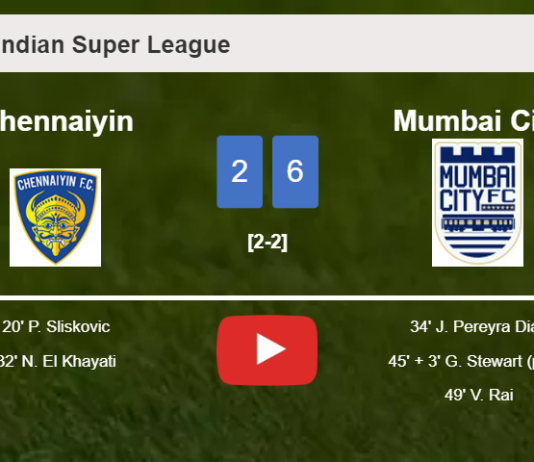 Mumbai City prevails over Chennaiyin 6-2 after playing a incredible match. HIGHLIGHTS
