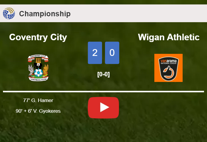 Coventry City surprises Wigan Athletic with a 2-0 win. HIGHLIGHTS
