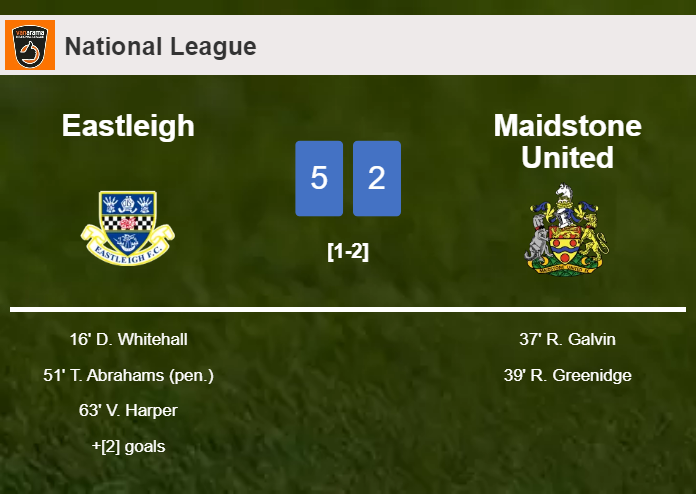 Eastleigh liquidates Maidstone United 5-2 