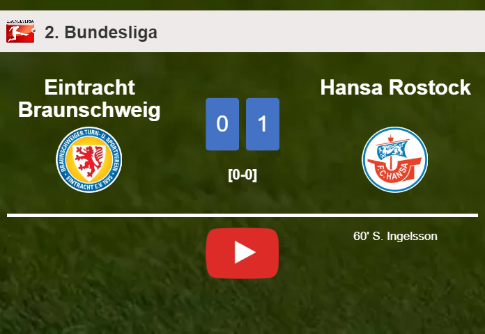Hansa Rostock beats Eintracht Braunschweig 1-0 with a goal scored by S. Ingelsson. HIGHLIGHTS
