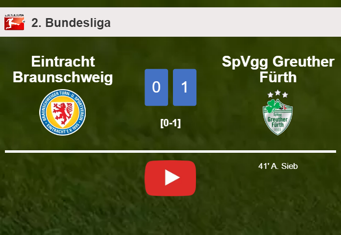 SpVgg Greuther Fürth overcomes Eintracht Braunschweig 1-0 with a goal scored by A. Sieb. HIGHLIGHTS