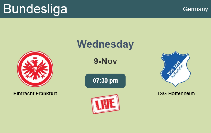 How to watch Eintracht Frankfurt vs. TSG Hoffenheim on live stream and at what time