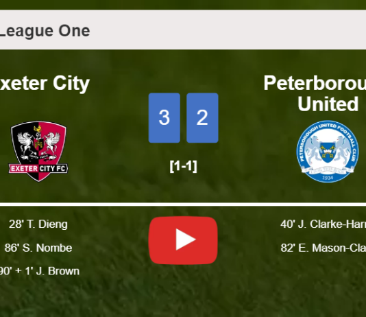 Exeter City beats Peterborough United after recovering from a 1-2 deficit. HIGHLIGHTS