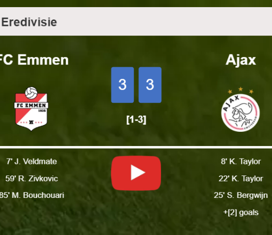 FC Emmen and Ajax draws a hectic match 3-3 on Saturday. HIGHLIGHTS