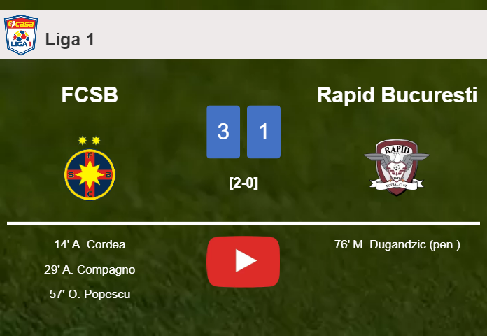 FCSB overcomes Rapid Bucuresti 3-1. HIGHLIGHTS