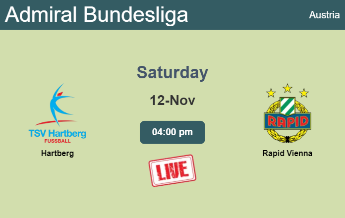 How to watch Hartberg vs. Rapid Vienna on live stream and at what time