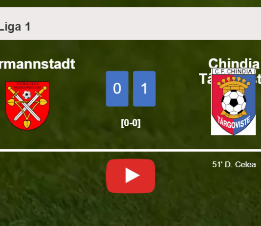 Chindia Târgovişte prevails over Hermannstadt 1-0 with a goal scored by D. Celea. HIGHLIGHTS