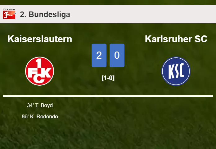 Kaiserslautern overcomes Karlsruher SC 2-0 on Tuesday