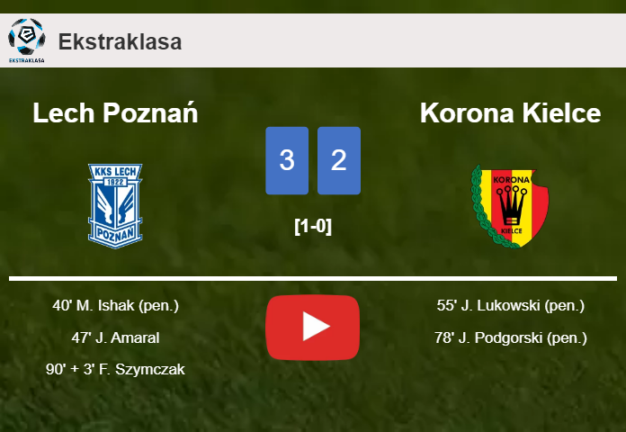 Lech Poznań conquers Korona Kielce 3-2. HIGHLIGHTS