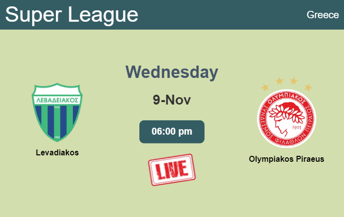 How to watch Levadiakos vs. Olympiakos Piraeus on live stream and at what time